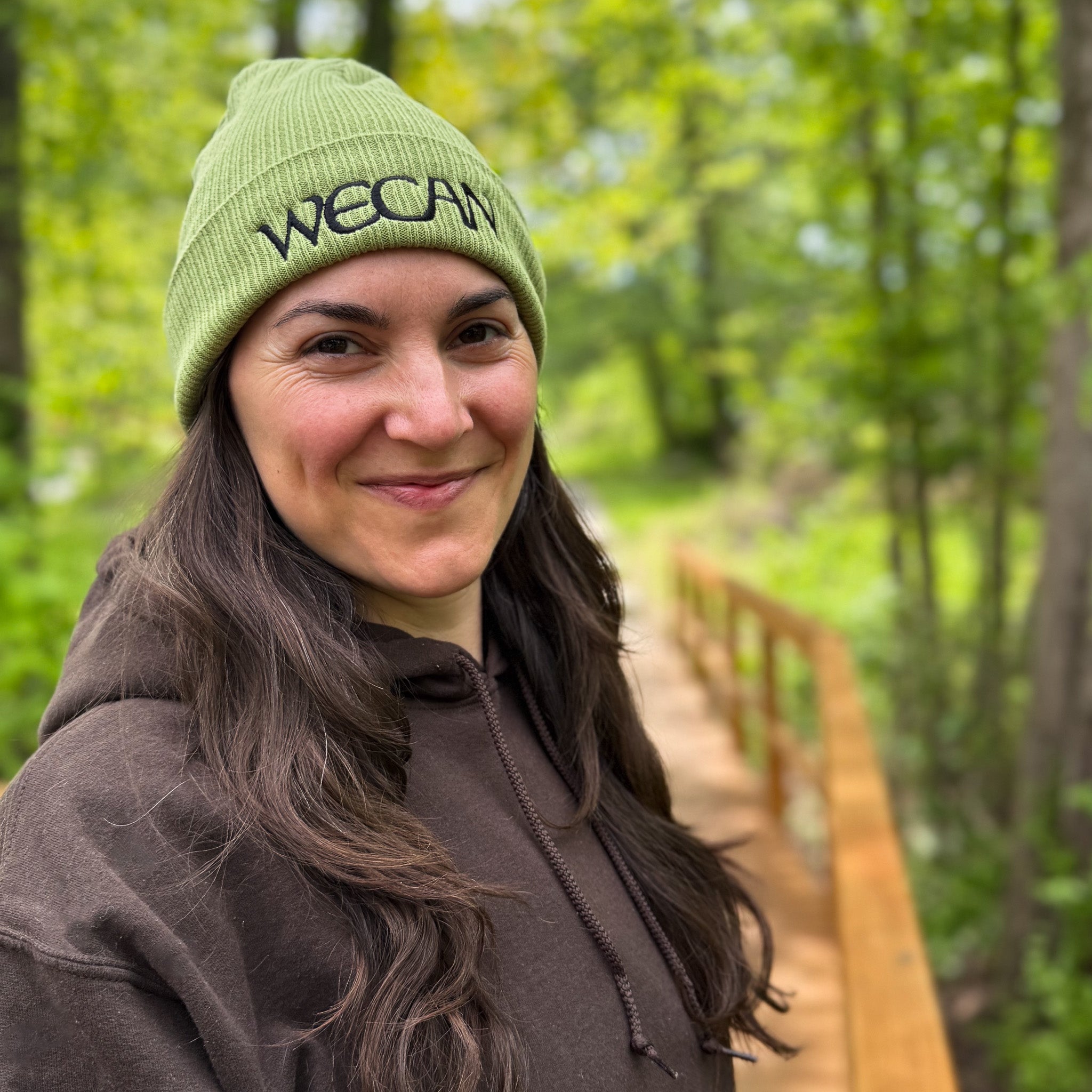WECAN 100 Years Organic Ribbed Beanie, 100% Organic Cotton Black Logo