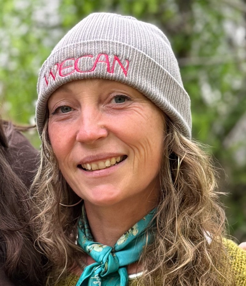 WECAN 100 Years Organic Ribbed Beanie, 100% Organic Cotton, Fuchsia Logo